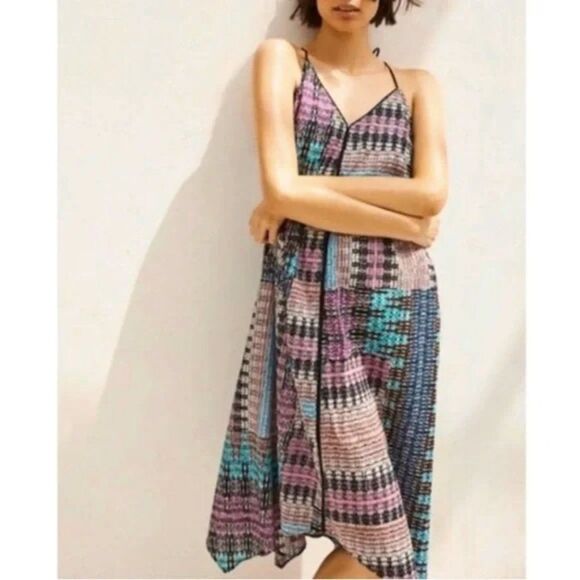 Anthropologie Dresses & Skirts - Akemi + Kin Anthropologie blue purple patchwork print handkerchief midi dress